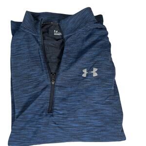 Under Armour 1/4 Zip Polo Shirt Mens L Blue Heat Gear Loose Golf Active Sports